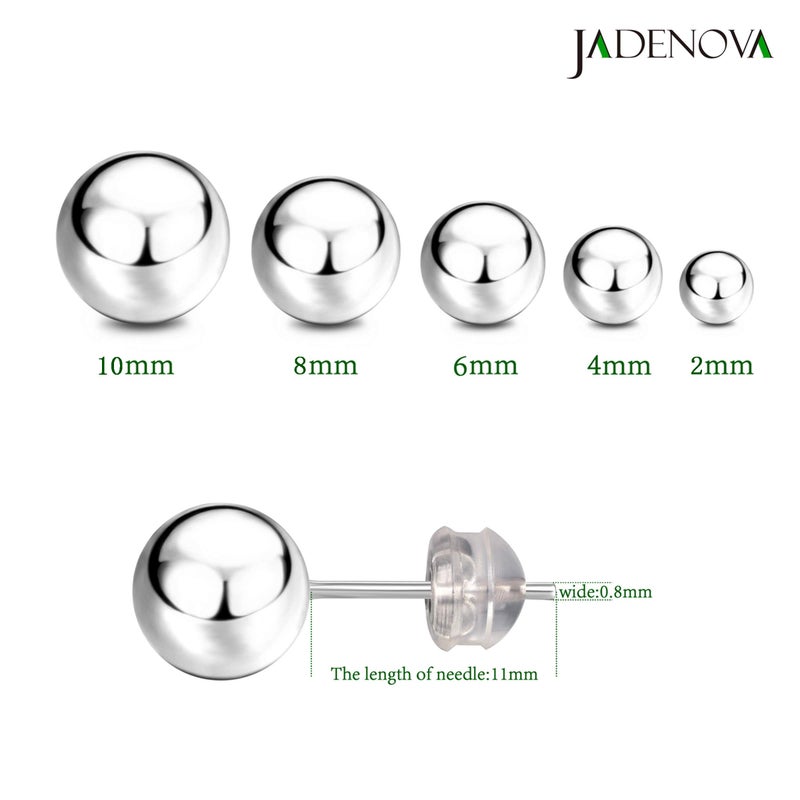 JADENOVA 925 Sterling Silver Earrings Silver Studs Ball Earrings for Women (6mm, 1 Pair) - Image 3